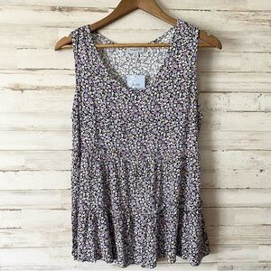 NWT Floral & Ivy Daisy Print Ruffle Tank Small